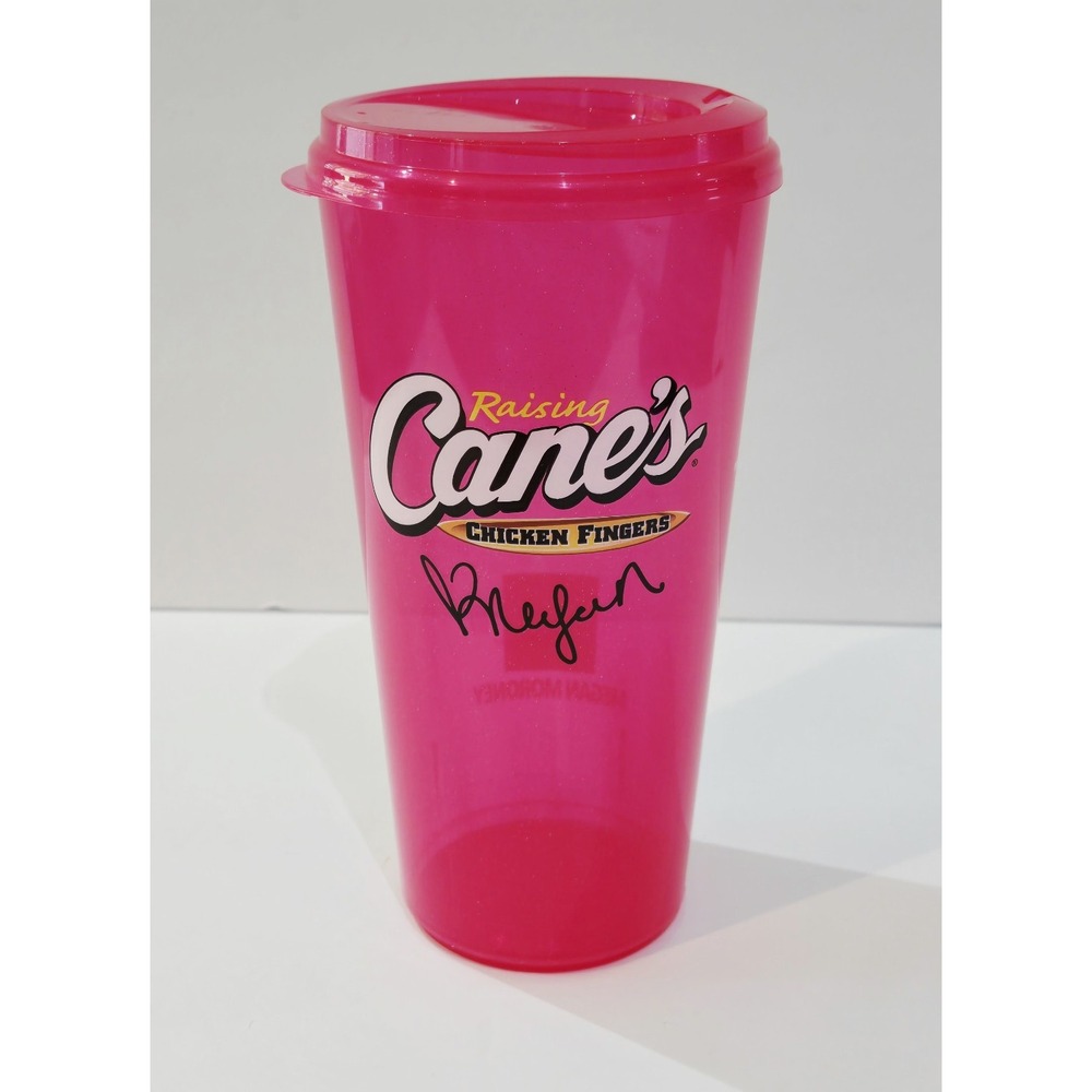 Raising Cane's Megan Moroney Pink Glitter Tumbler Cup NO Straw Signed Design